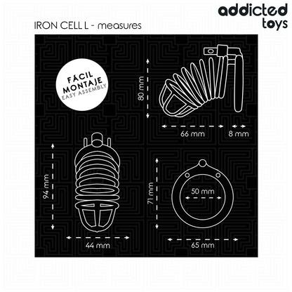ADDICTED TOYS LOCKED - IRON CELL METALL-PENISKÄFIG 5 CM GRÖSSE L
