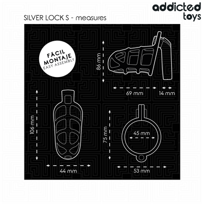 ADDICTED TOYS LOCKED - SILBERNER PENISKÄFIG AUS METALL, GRÖSSE S