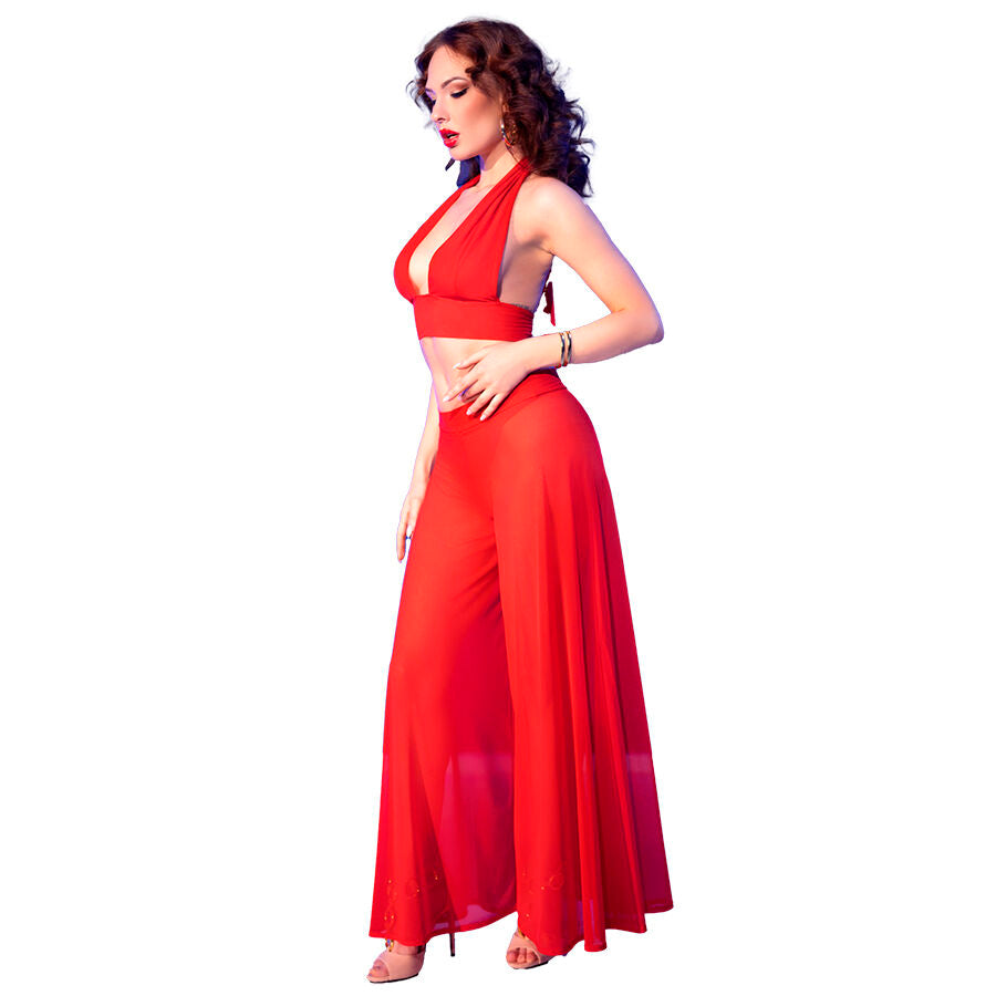 CHILIROSE - CR 4857 RED TOP AND PANTY SET, SIZE M