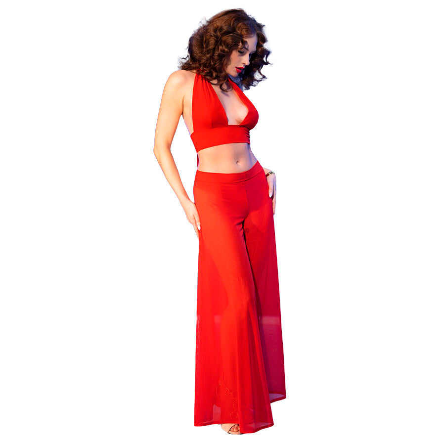 CHILIROSE - CR 4857 RED TOP AND PANTY SET, SIZE M