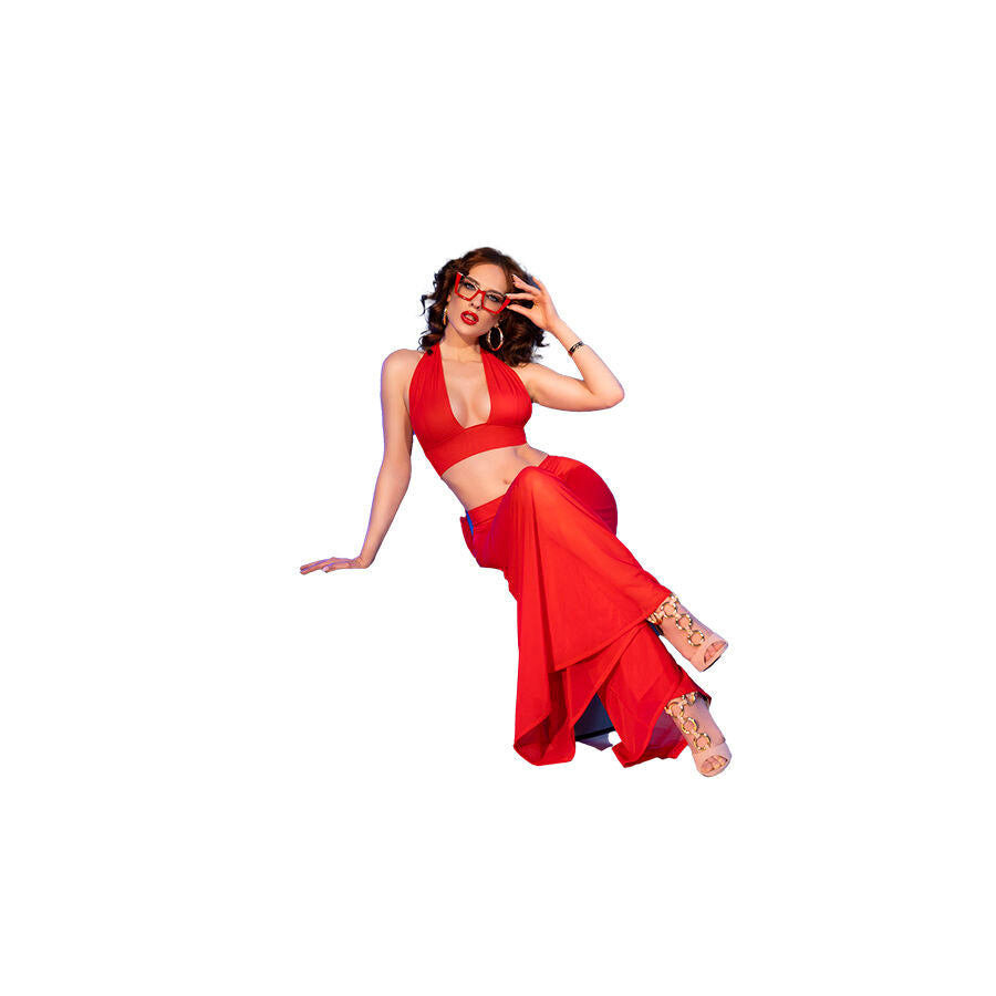 CHILIROSE - CR 4857 RED TOP AND PANTY SET, SIZE M