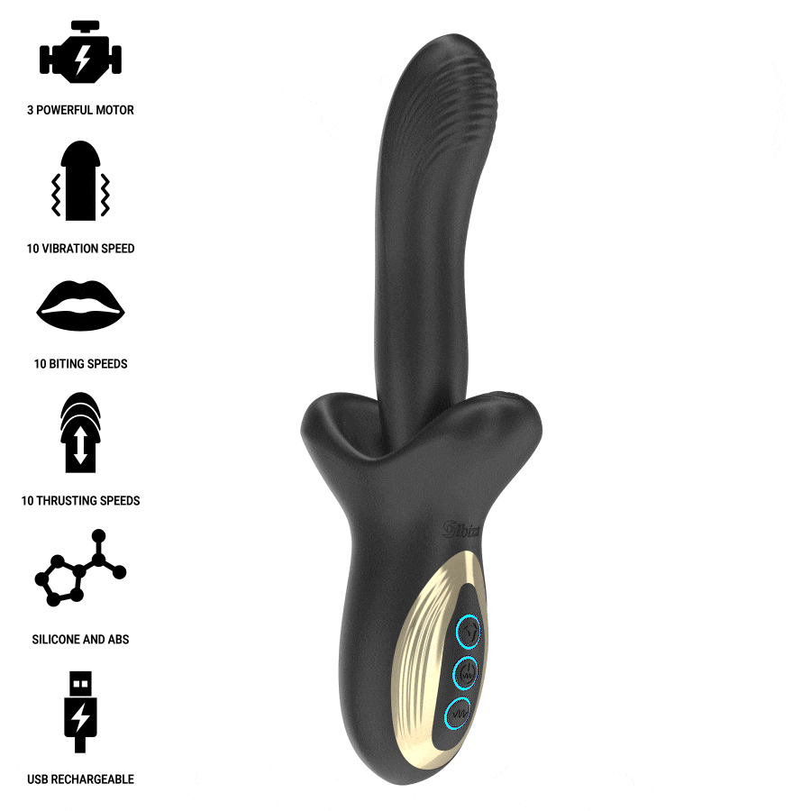 IBIZA – POWERFUL VIBRATOR WITH THRUSTING AND NIPPING EFFECT