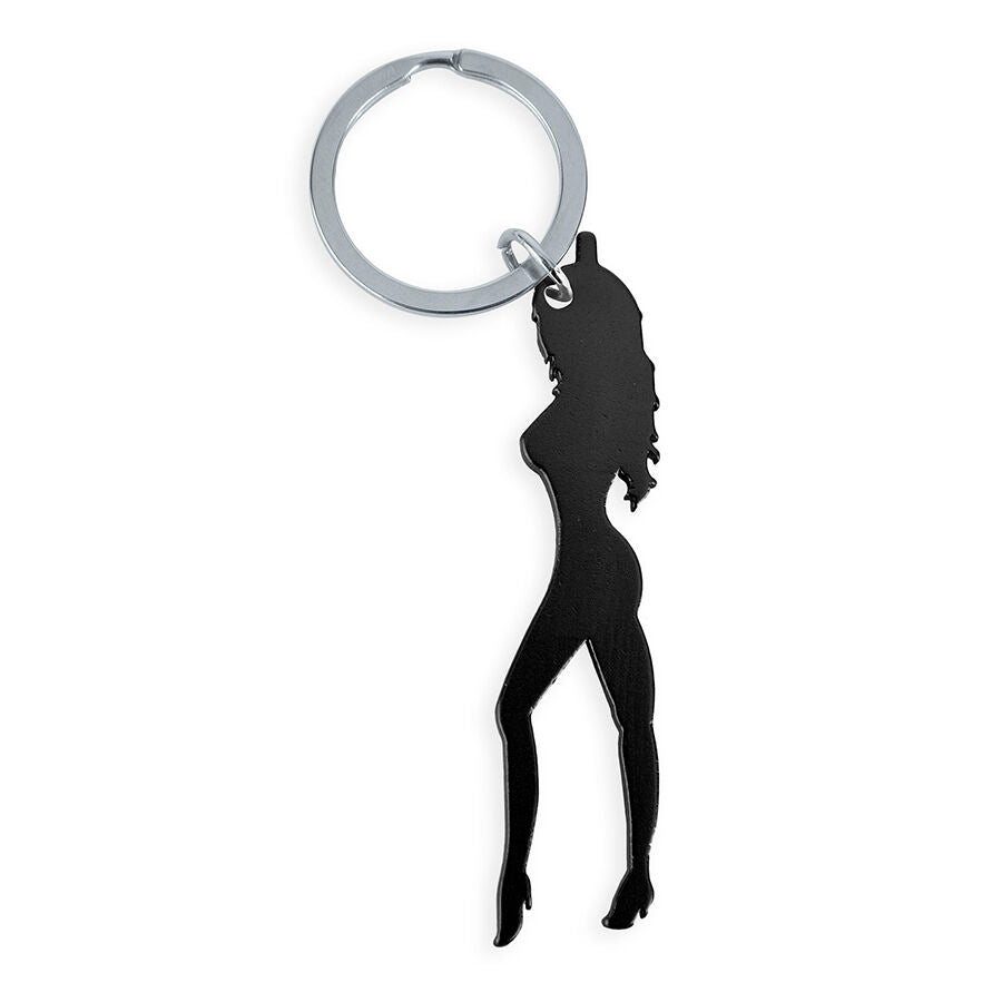 DIABLO PICANTE - KEYCHAIN WITH FEMALE SILHOUETTE IN BLACK WITH BOTTLE OPENER