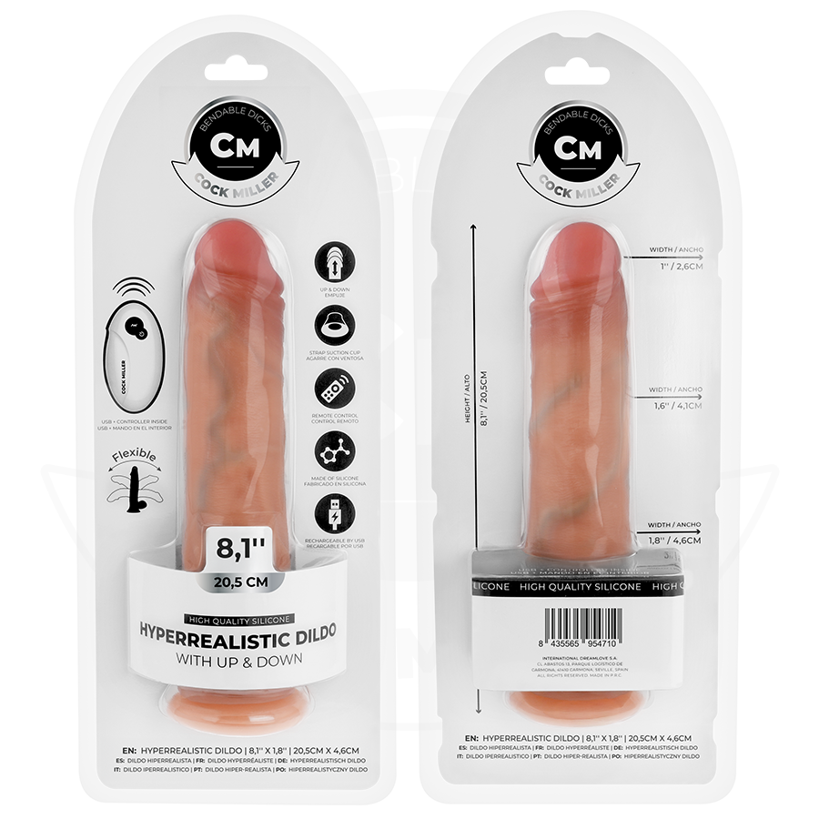 COCK MILLER - HYPERREALISTIC DILDO WITH SUCTION CUPS AND THRUSTING FUNCTION WITH REMOTE CONTROL 20.5 CM
