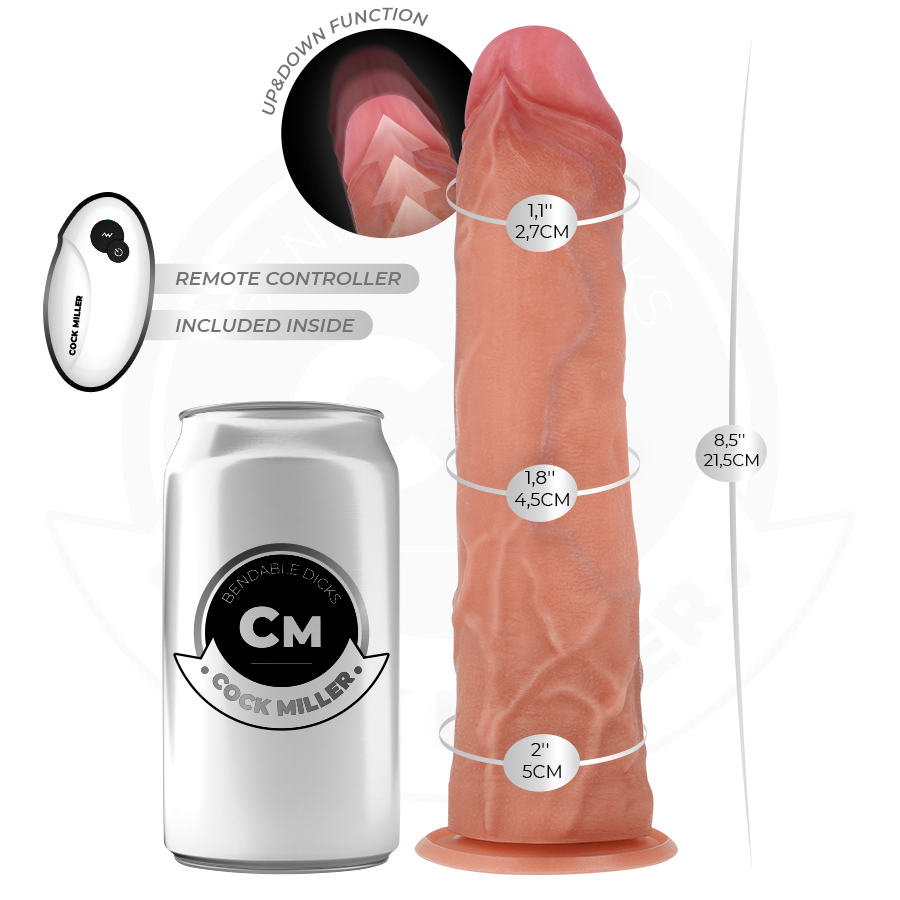 COCK MILLER - HYPERREALISTIC DILDO WITH SUCTION CUPS AND REMOTE-CONTROLLED THRUST FUNCTION 21.5 CM