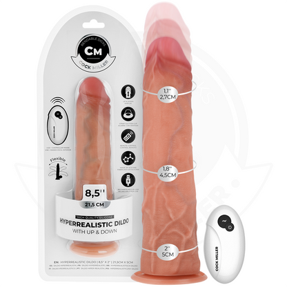 COCK MILLER - HYPERREALISTIC DILDO WITH SUCTION CUPS AND REMOTE-CONTROLLED THRUST FUNCTION 21.5 CM