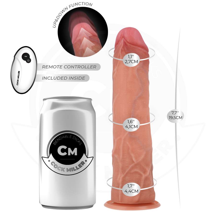 COCK MILLER - HYPERREALISTIC DILDO WITH SUCTION CUPS AND THRUSTING FUNCTION WITH REMOTE CONTROL 19.5 CM