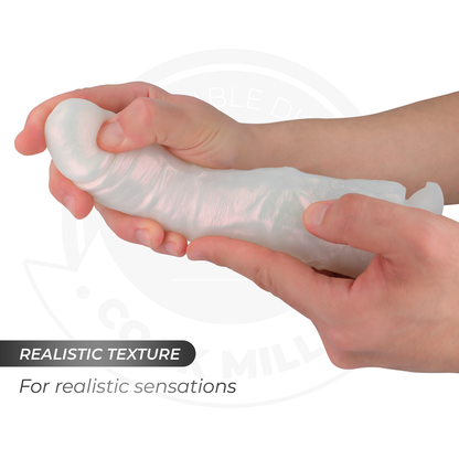 COCK MILLER - DILDO WITH SUCTION CUPS, LIGHTS AND VIBRATION WITH REMOTE CONTROL WHITE 19.5 CM