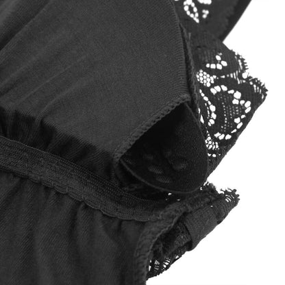 SUBBLIME - SCHWARZER TEDDY MIT BLUMENSPITZENDETAIL L/XL