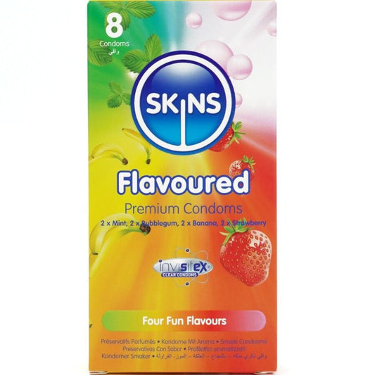 SKINS - PREMIUM CONDOMS WITH ASSORTED FLAVOURS, 8-PACK