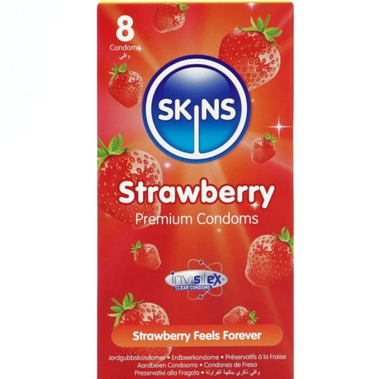 SKINS - STRAWBERRY PREMIUM CONDOMS PACK OF 8