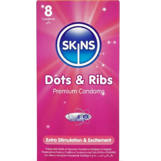 SKINS - DOTS & RIBS PREMIUM CONDOMS PACK OF 8
