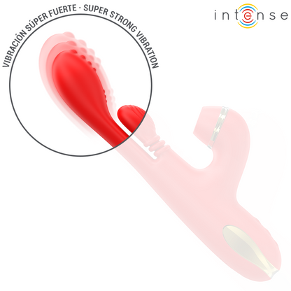 INTENSE - KATY MULTIFUNCTIONAL CLITORIS STIMULATOR 4 INTERCHANGEABLE HEADS RED