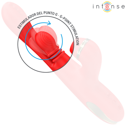 INTENSE - KATY MULTIFUNCTIONAL CLITORIS STIMULATOR 4 INTERCHANGEABLE HEADS RED