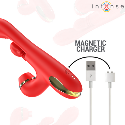 INTENSE - KATY MULTIFUNCTIONAL CLITORIS STIMULATOR 4 INTERCHANGEABLE HEADS RED