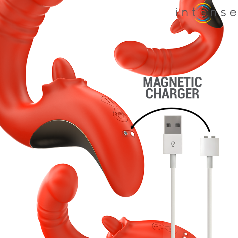 INTENSE - PAULINA U-SHAPED VIBRATOR AND STIMULATOR RED