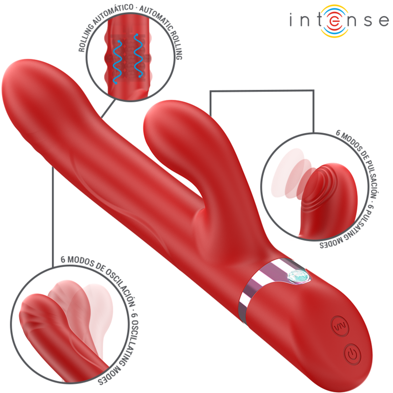 INTENSE - LELE MULTIFUNCTION VIBRATOR ROTATING & OSCILLATING & STIMULATING RED