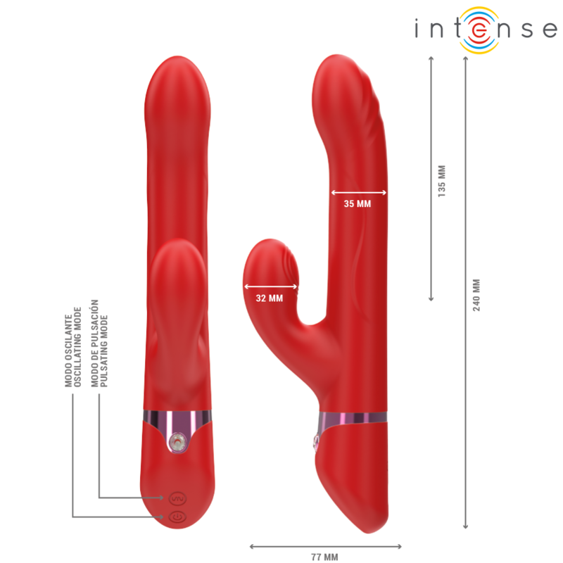 INTENSE - LELE MULTIFUNCTION VIBRATOR ROTATING & OSCILLATING & STIMULATING RED