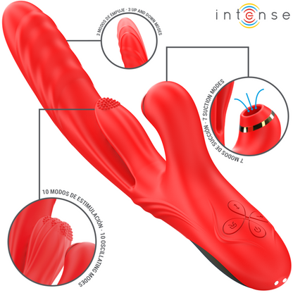 INTENSE - KAROL MULTIFUNCTIONAL VIBRATOR THRUST & STIMULATION & STIMULATING WAVES RED