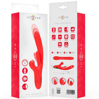 INTENSE - KAROL MULTIFUNCTIONAL VIBRATOR THRUST & STIMULATION & STIMULATING WAVES RED