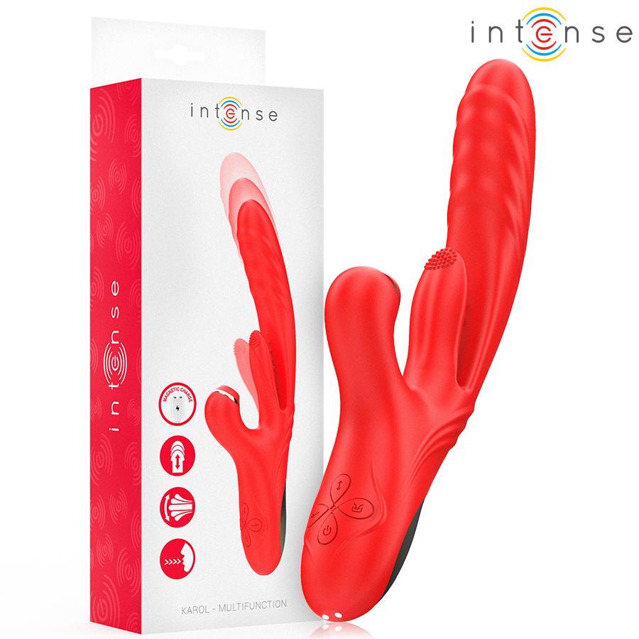 INTENSE - KAROL MULTIFUNCTIONAL VIBRATOR THRUST & STIMULATION & STIMULATING WAVES RED