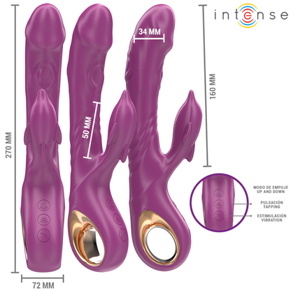INTENSE - MULTIFUNCTIONAL HALL VIBRATOR WITH DOLPHIN-STIMULATING TONGUE PURPLE