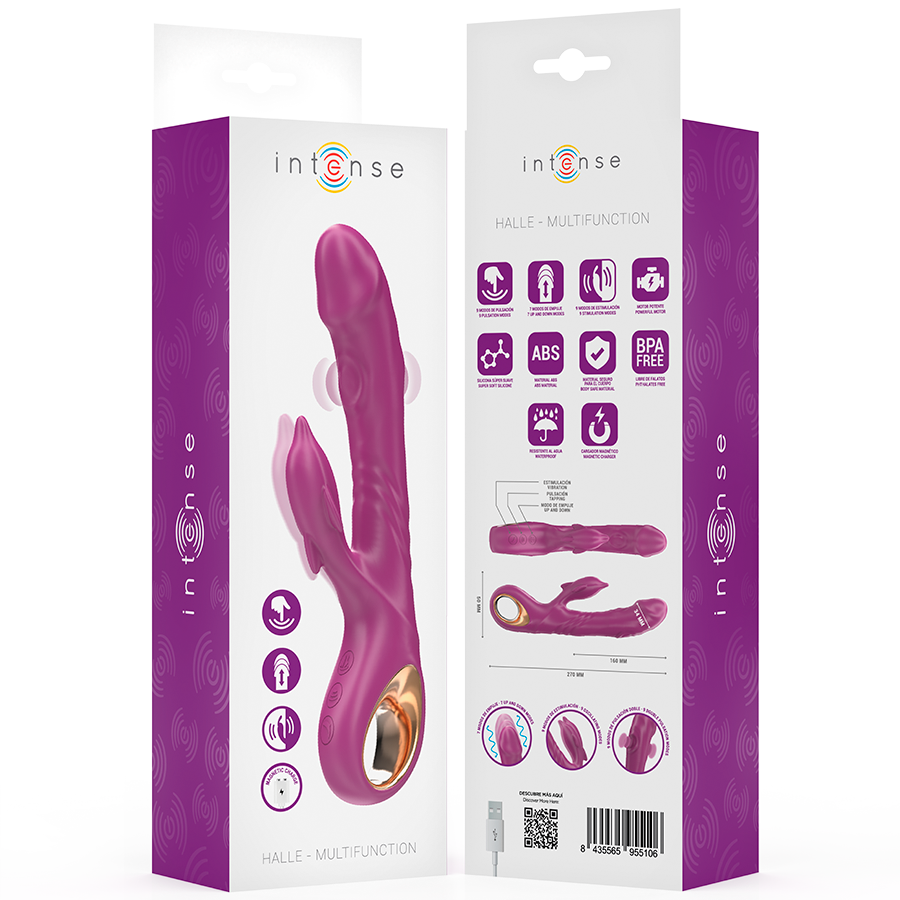 INTENSE - MULTIFUNCTIONAL HALL VIBRATOR WITH DOLPHIN-STIMULATING TONGUE PURPLE