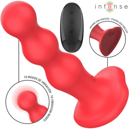 INTENSE - CODY VIBRATOR WITH SUCTION CUPS RED REMOTE