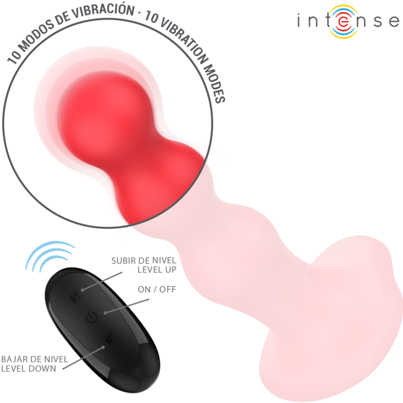INTENSE - CODY VIBRATOR WITH SUCTION CUPS RED REMOTE