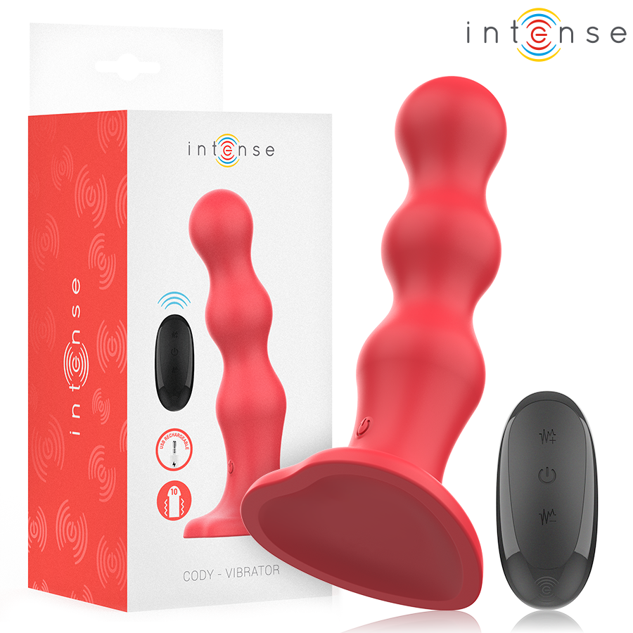 INTENSE - CODY VIBRATOR WITH SUCTION CUPS RED REMOTE