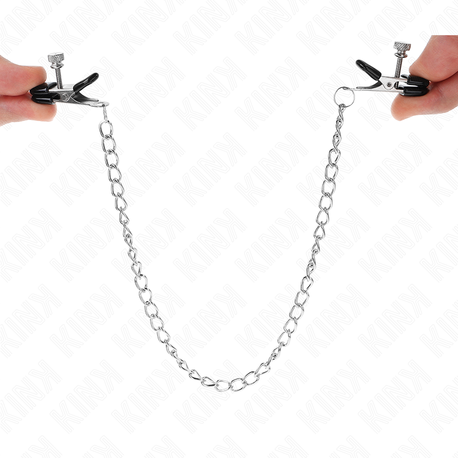 KINK - FLACHE KETTE NIPPELKLEMMEN SILBER 34 CM