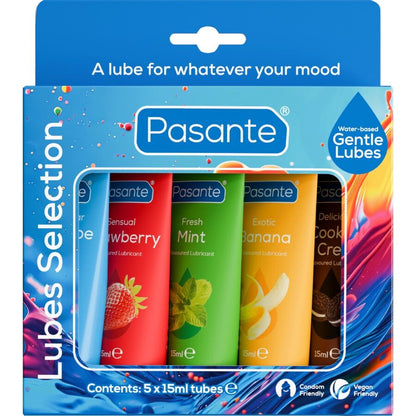 PASANTE - PACKUNG SORTIERTE SCHMIERMITTEL MIT GESCHMACK 5 EINHEITEN X 15 ML