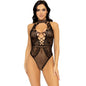 LEG AVENUE - FISHNET AND LACE KEYHOLE HALTER BODIES, ONE SIZE