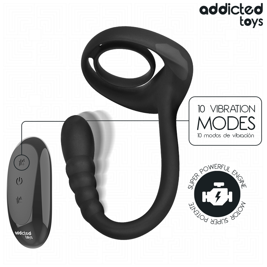 ADDICTED TOYS - P-SPOT VIBRATING COCK RING WITH REMOTE CONTROL