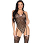LEG AVENUE - 89360 OPEN BACK BODYSUIT WITH GARTER BELT BLACK - ONE SIZE