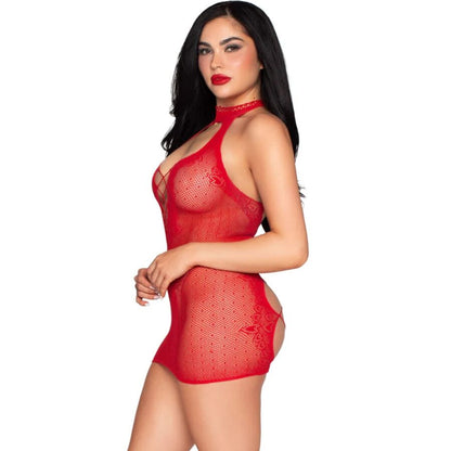 LEG AVENUE - 81675 HALTER MINIKLEID ROT - EINE GRÖSSE
