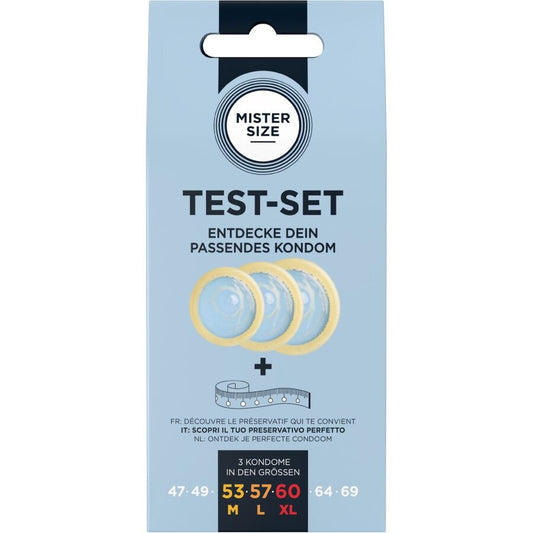 MISTER SIZE - TEST SET WITH 3 CONDOMS IN DIFFERENT SIZES + MEASURING TAPE