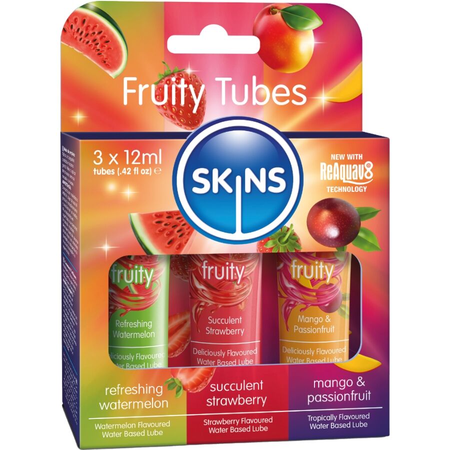 SKINS – FRUITY LUBRICANT SET WATERMELON, STRAWBERRY & MANGO LUBRICANT 3 x 12 ML