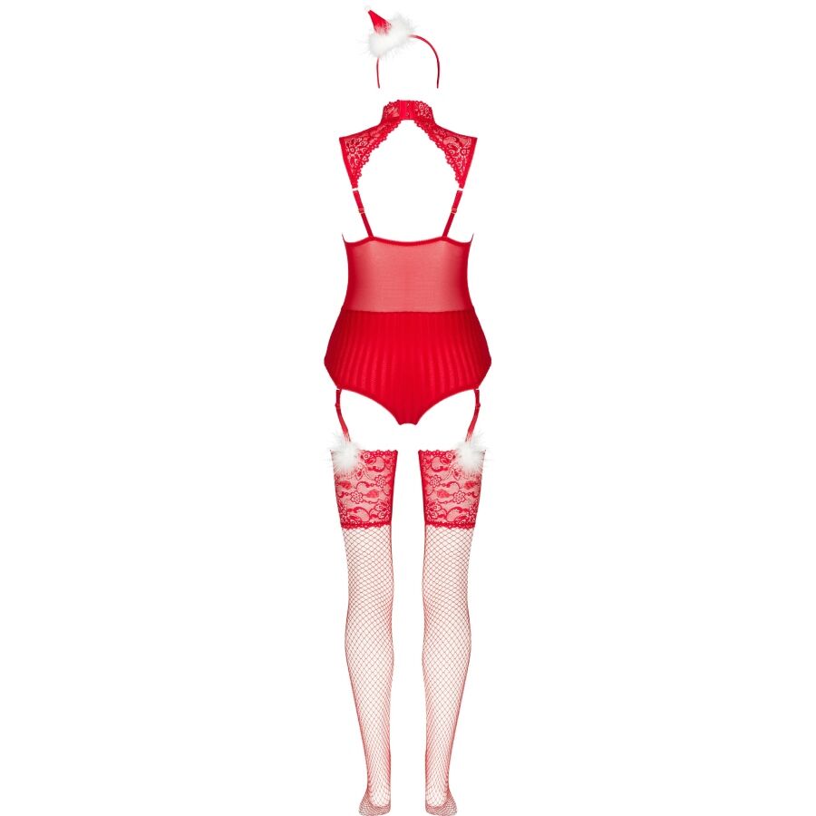 LIVCO CORSETTI FASHION – LIMPID SNOWFLAKES LC 90604 BODY + STOCKINGS + CHRISTMAS HEADBAND L/XL