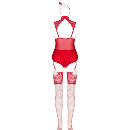 LIVCO CORSETTI FASHION – LIMPID SNOWFLAKES LC 90604 BODY + STOCKINGS + CHRISTMAS HEADBAND L/XL