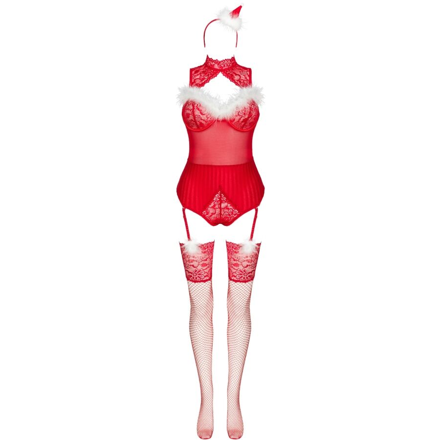 LIVCO CORSETTI FASHION – LIMPID SNOWFLAKES LC 90604 BODY + STOCKINGS + CHRISTMAS HEADBAND L/XL
