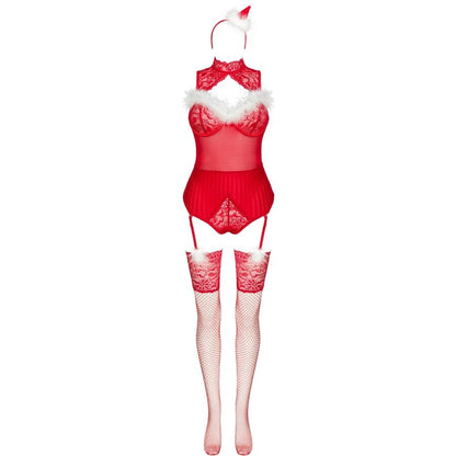 LIVCO CORSETTI FASHION – LIMPID SNOWFLAKES LC 90604 BODY + STOCKINGS + CHRISTMAS HEADBAND L/XL