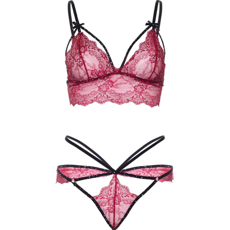 LEG AVENUE - 81623 BRA + THONG SET, BURGUNDY, SIZE S