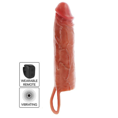 GET REAL - MOISTURIZING SILICONE VIBRATING PENIS SLEEVE IN CARAMEL, 20 CM
