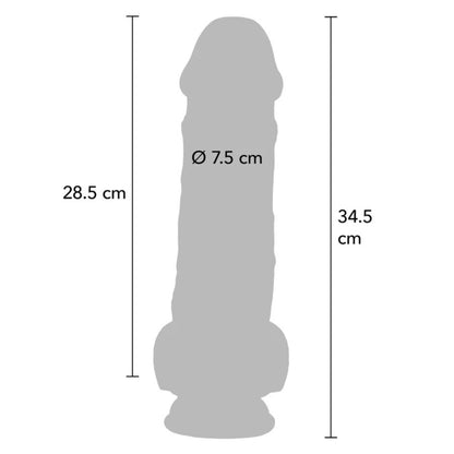 GET REAL - DELUXE REALISTIC PENIS WITH TESTICLES, EXTRA THICK, 34.5 CM