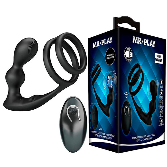 MR PLAY - VIBRATING ANAL PLUG WITH PENIS RING AND REMOTE CONTROL