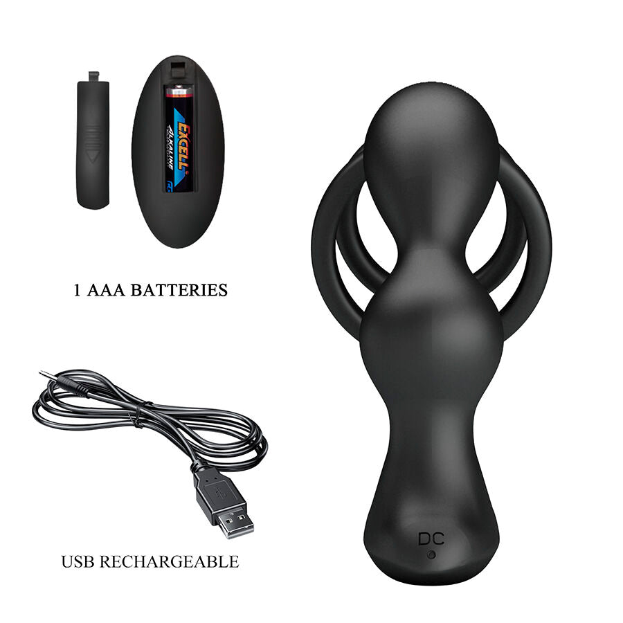 MR PLAY - VIBRIERENDER ANALPLUG MIT PENISRING UND FERNBEDIENUNG