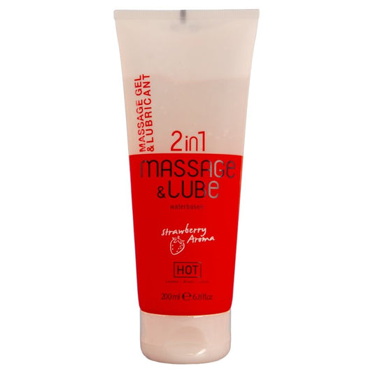 HOT - MASSAGE & LUBRICANT 2IN1 STRAWBERRY 200 ML