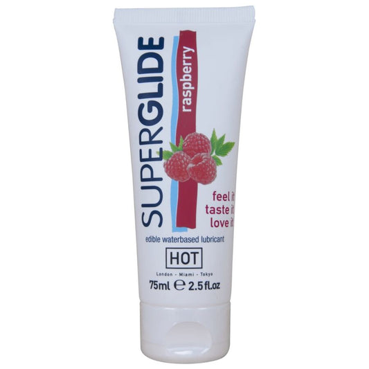 HOT - SUPERGLIDE EDIBLE WATER-BASED LUBRICANT, RASPBERRY, 75 ML