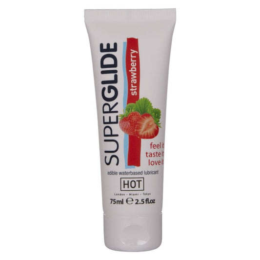 HOT - SUPERGLIDE EDIBLE WATER-BASED LUBRICANT STRAWBERRY 75 ML